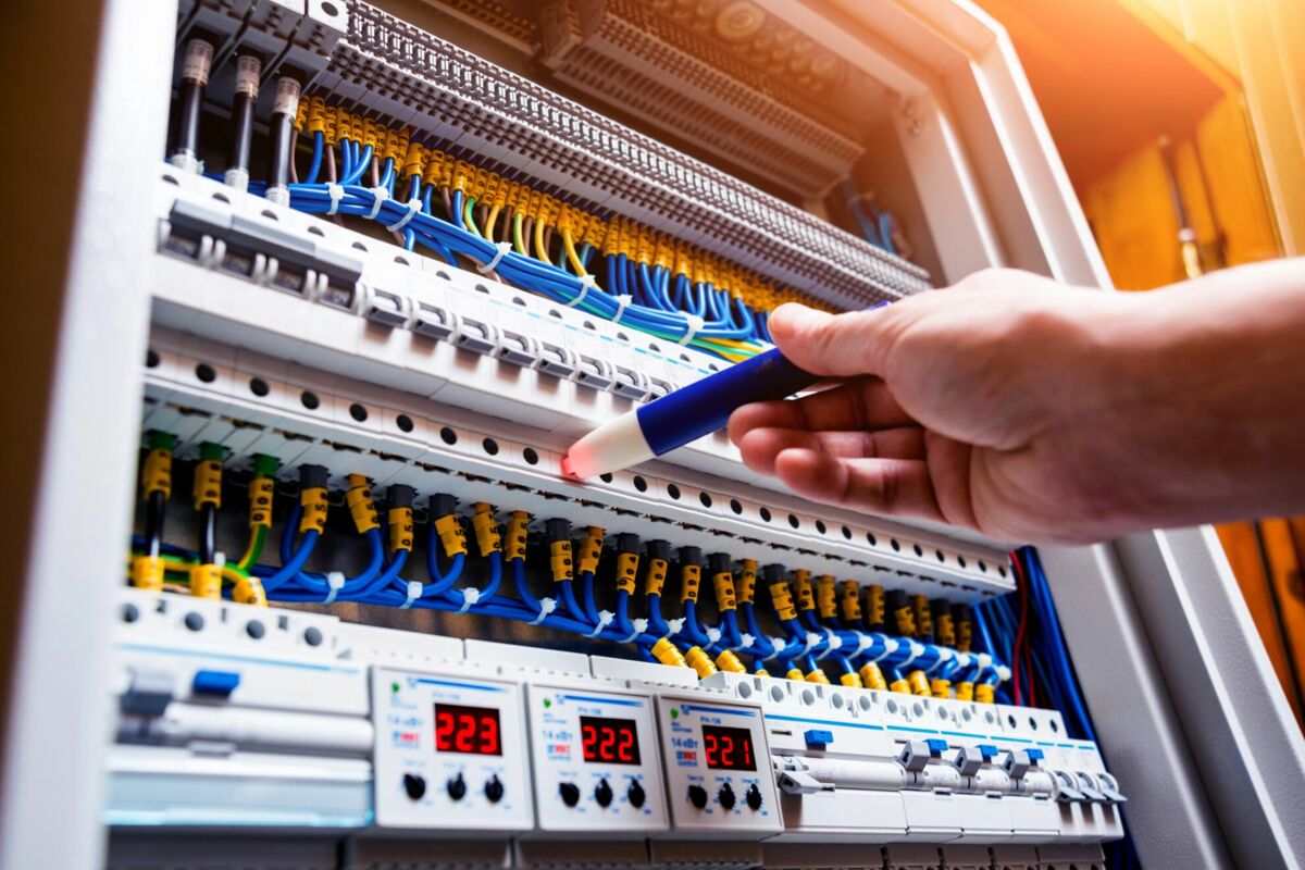 Elektriker an einem Schaltschrank